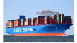 Volledig geladen containerschip Cosco